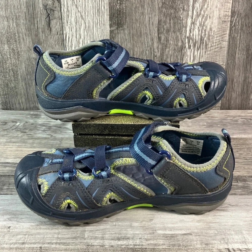 Merrell Hydro Hiker Kids Navy Blue Lime Green Water Sandals MC53375 Size 2M